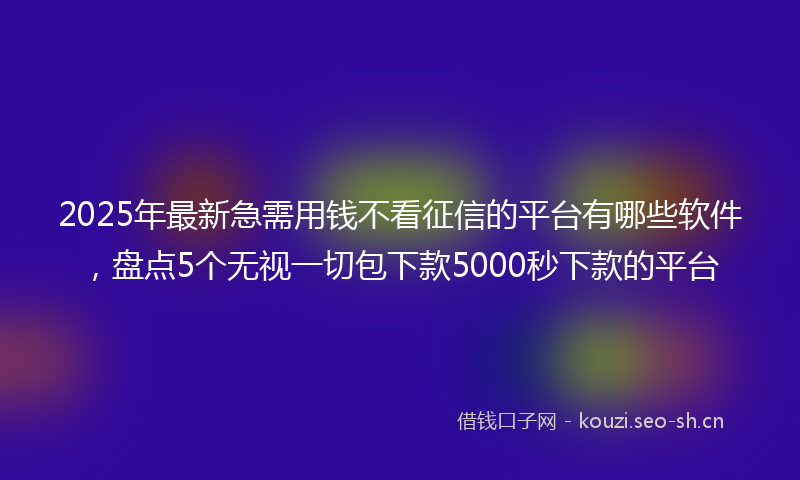 2025年最新急需用钱不看征信的平台有哪些软件，盘点5个无视一切包下款5000秒下款的平台