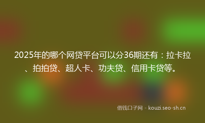 2025年的哪个网贷平台可以分36期还有：拉卡拉、拍拍贷、超人卡、功夫贷、信用卡贷等。