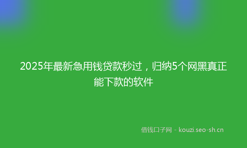 2025年最新急用钱贷款秒过，归纳5个网黑真正能下款的软件