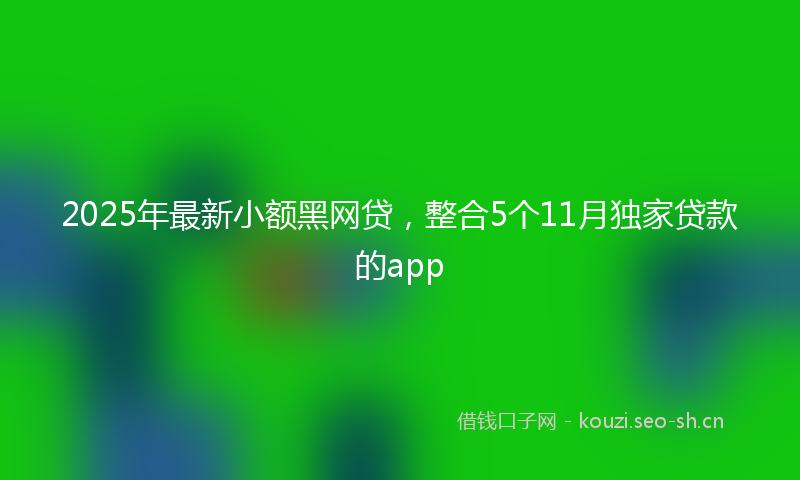 2025年最新小额黑网贷，整合5个11月独家贷款的app