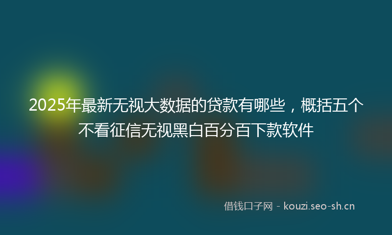 2025年最新无视大数据的贷款有哪些，概括五个不看征信无视黑白百分百下款软件
