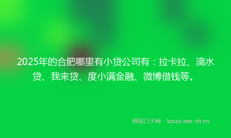 2025年的合肥哪里有小贷公司有：拉卡拉、滴水贷、我来贷、度小满金融、微博借钱等。