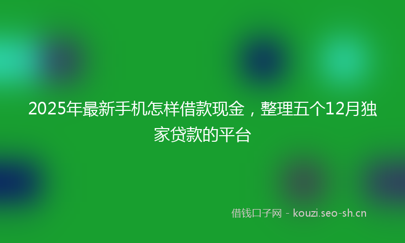 2025年最新手机怎样借款现金，整理五个12月独家贷款的平台