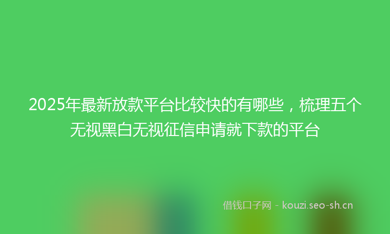 2025年最新放款平台比较快的有哪些，梳理五个无视黑白无视征信申请就下款的平台