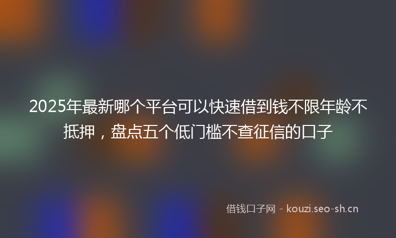 2025年最新哪个平台可以快速借到钱不限年龄不抵押，盘点五个低门槛不查征信的口子