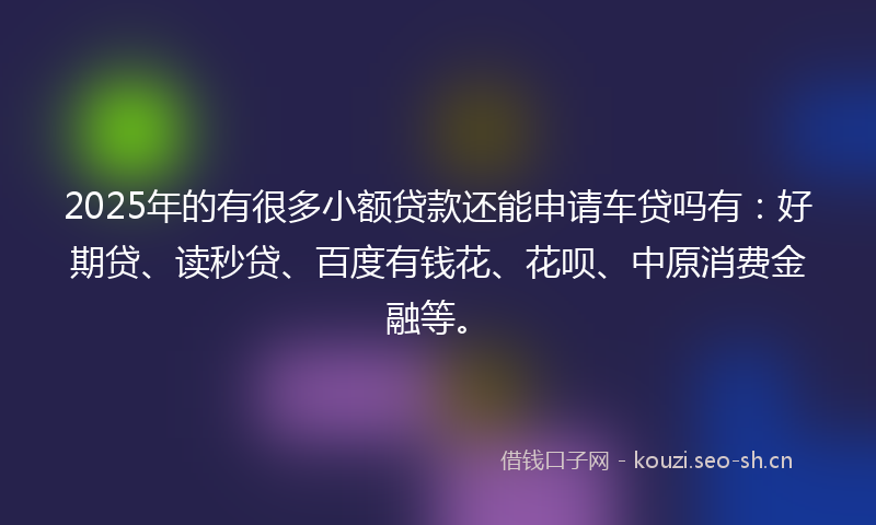 2025年的有很多小额贷款还能申请车贷吗有：好期贷、读秒贷、百度有钱花、花呗、中原消费金融等。
