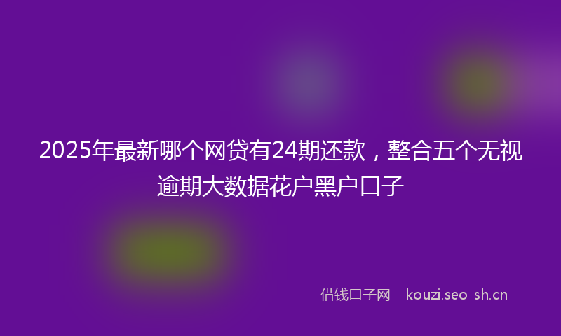 2025年最新哪个网贷有24期还款，整合五个无视逾期大数据花户黑户口子