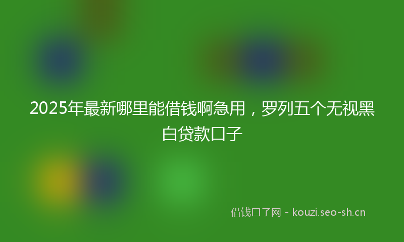 2025年最新哪里能借钱啊急用，罗列五个无视黑白贷款口子