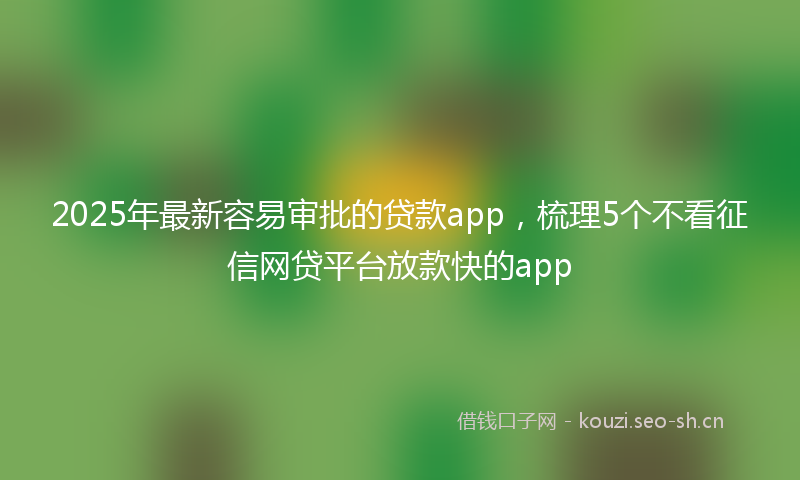 2025年最新容易审批的贷款app，梳理5个不看征信网贷平台放款快的app