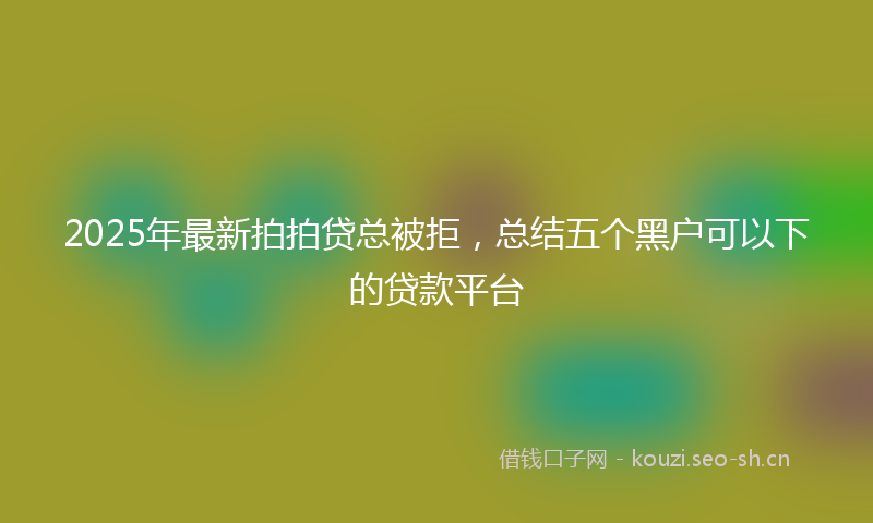 2025年最新拍拍贷总被拒，总结五个黑户可以下的贷款平台