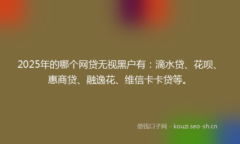 2025年的哪个网贷无视黑户有：滴水贷、花呗、惠商贷、融逸花、维信卡卡贷等。