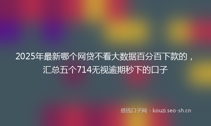 2025年最新哪个网贷不看大数据百分百下款的，汇总五个714无视逾期秒下的口子