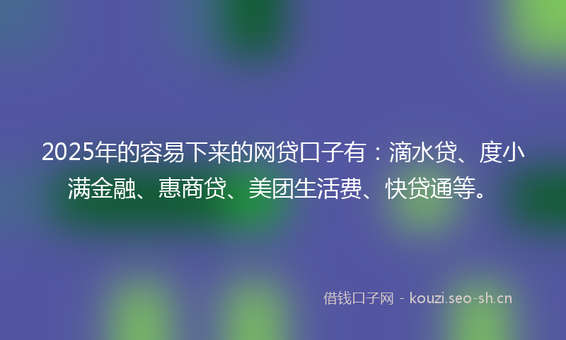 2025年的容易下来的网贷口子有：滴水贷、度小满金融、惠商贷、美团生活费、快贷通等。
