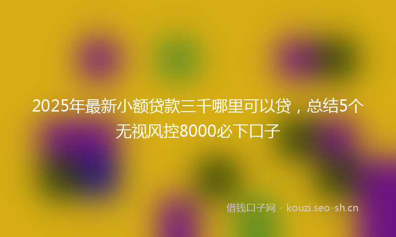 2025年最新小额贷款三千哪里可以贷，总结5个无视风控8000必下口子