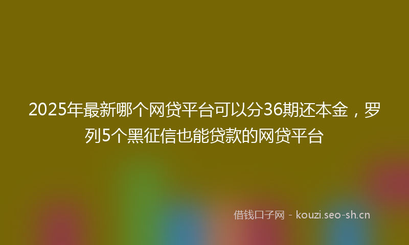 2025年最新哪个网贷平台可以分36期还本金，罗列5个黑征信也能贷款的网贷平台