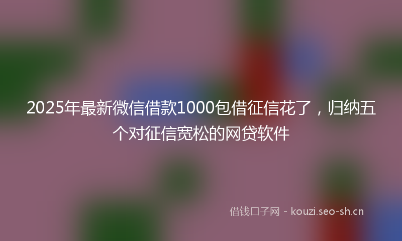 2025年最新微信借款1000包借征信花了，归纳五个对征信宽松的网贷软件