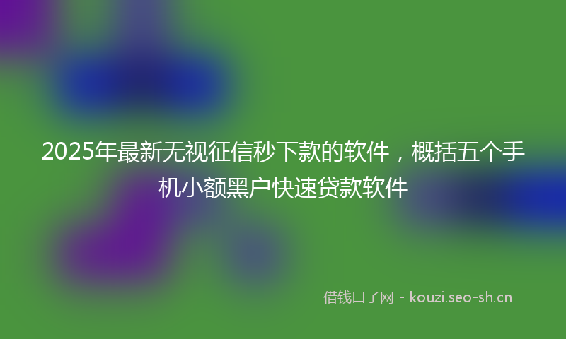 2025年最新无视征信秒下款的软件，概括五个手机小额黑户快速贷款软件