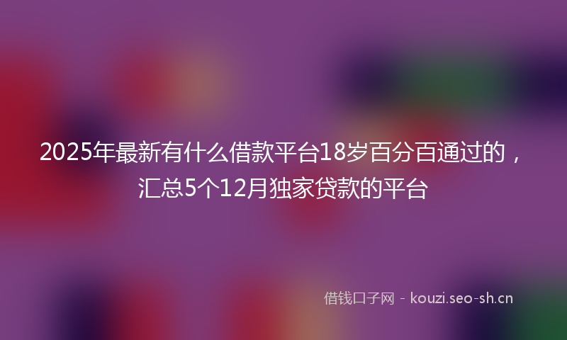 2025年最新有什么借款平台18岁百分百通过的，汇总5个12月独家贷款的平台