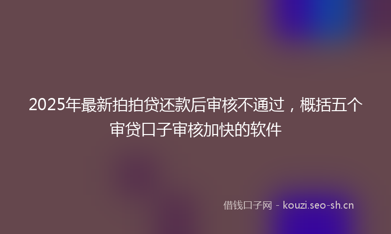 2025年最新拍拍贷还款后审核不通过，概括五个审贷口子审核加快的软件