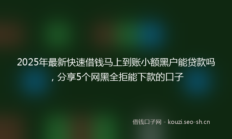 2025年最新快速借钱马上到账小额黑户能贷款吗，分享5个网黑全拒能下款的口子