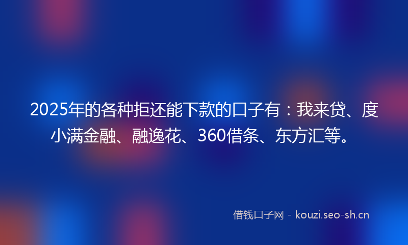 2025年的各种拒还能下款的口子有：我来贷、度小满金融、融逸花、360借条、东方汇等。