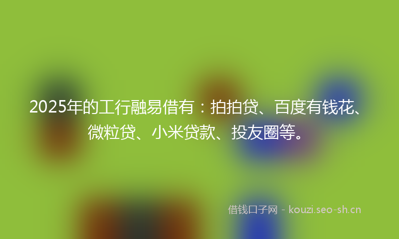 2025年的工行融易借有：拍拍贷、百度有钱花、微粒贷、小米贷款、投友圈等。