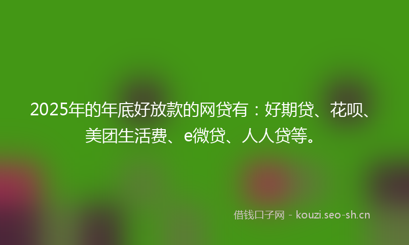 2025年的年底好放款的网贷有：好期贷、花呗、美团生活费、e微贷、人人贷等。