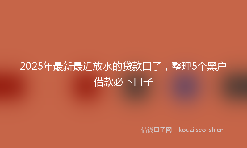 2025年最新最近放水的贷款口子，整理5个黑户借款必下口子