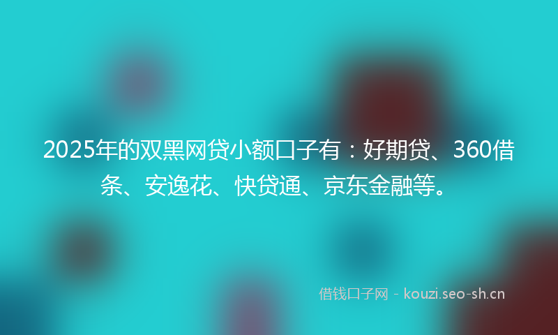 2025年的双黑网贷小额口子有：好期贷、360借条、安逸花、快贷通、京东金融等。