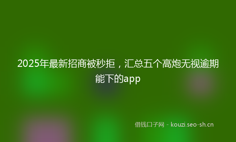 2025年最新招商被秒拒，汇总五个高炮无视逾期能下的app