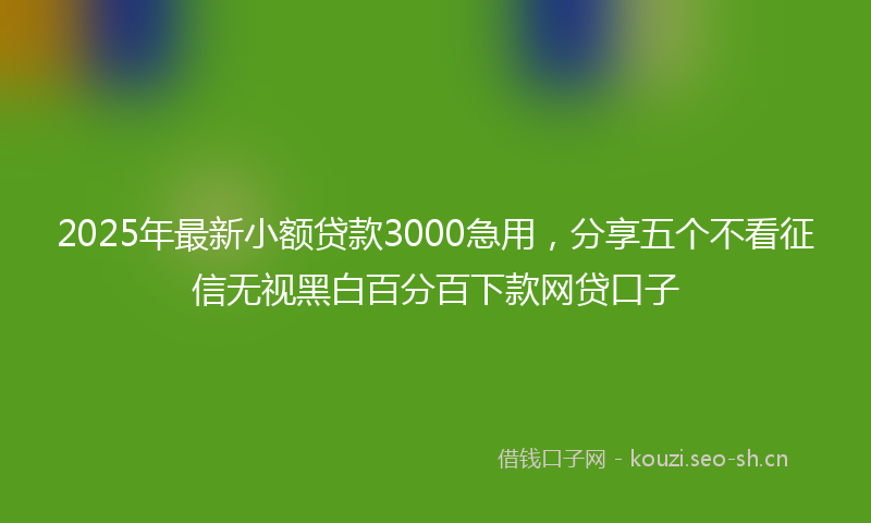 2025年最新小额贷款3000急用，分享五个不看征信无视黑白百分百下款网贷口子