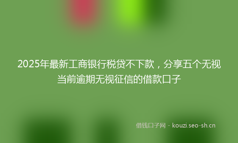 2025年最新工商银行税贷不下款，分享五个无视当前逾期无视征信的借款口子