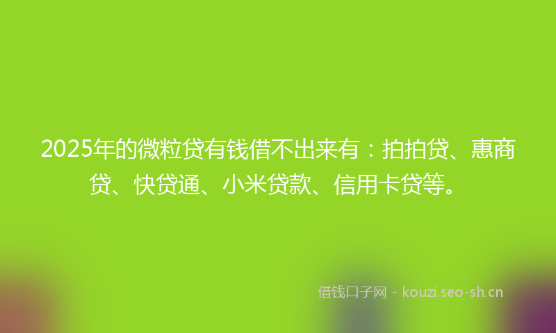 2025年的微粒贷有钱借不出来有：拍拍贷、惠商贷、快贷通、小米贷款、信用卡贷等。
