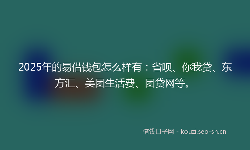 2025年的易借钱包怎么样有：省呗、你我贷、东方汇、美团生活费、团贷网等。