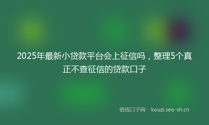 2025年最新小贷款平台会上征信吗，整理5个真正不查征信的贷款口子