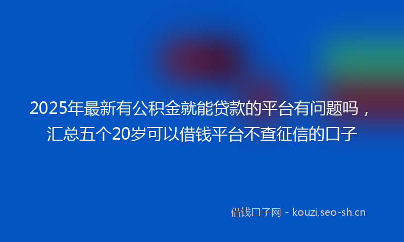 2025年最新有公积金就能贷款的平台有问题吗，汇总五个20岁可以借钱平台不查征信的口子