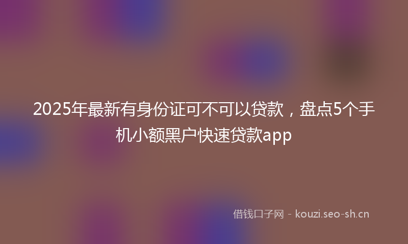 2025年最新有身份证可不可以贷款，盘点5个手机小额黑户快速贷款app