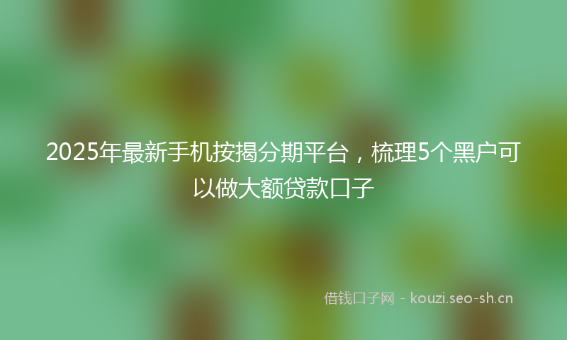 2025年最新手机按揭分期平台，梳理5个黑户可以做大额贷款口子