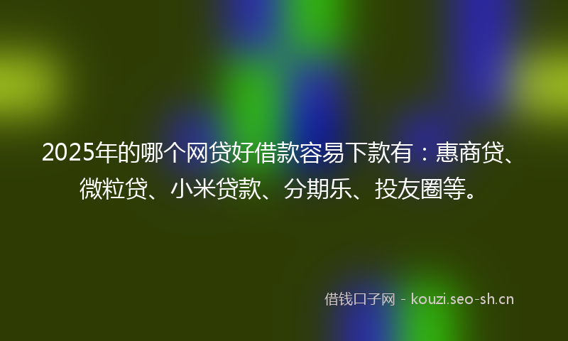 2025年的哪个网贷好借款容易下款有：惠商贷、微粒贷、小米贷款、分期乐、投友圈等。