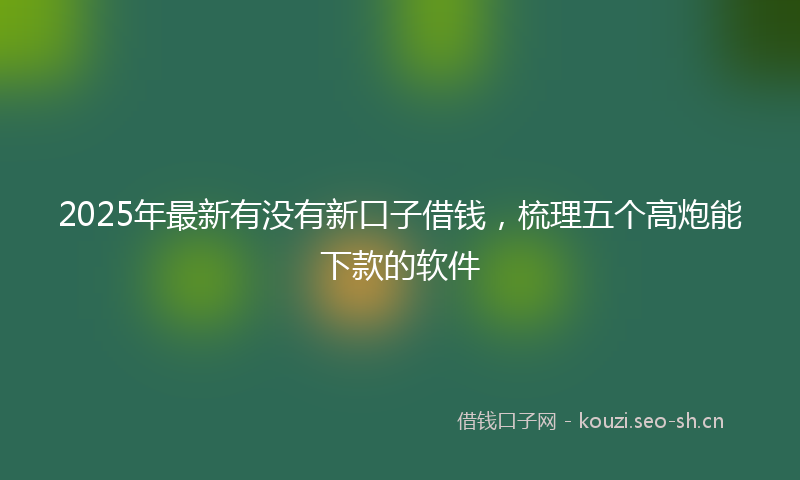2025年最新有没有新口子借钱，梳理五个高炮能下款的软件