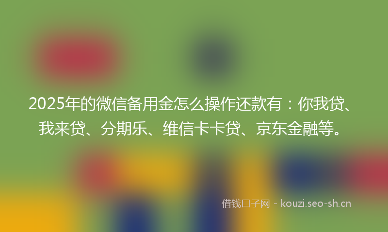 2025年的微信备用金怎么操作还款有：你我贷、我来贷、分期乐、维信卡卡贷、京东金融等。