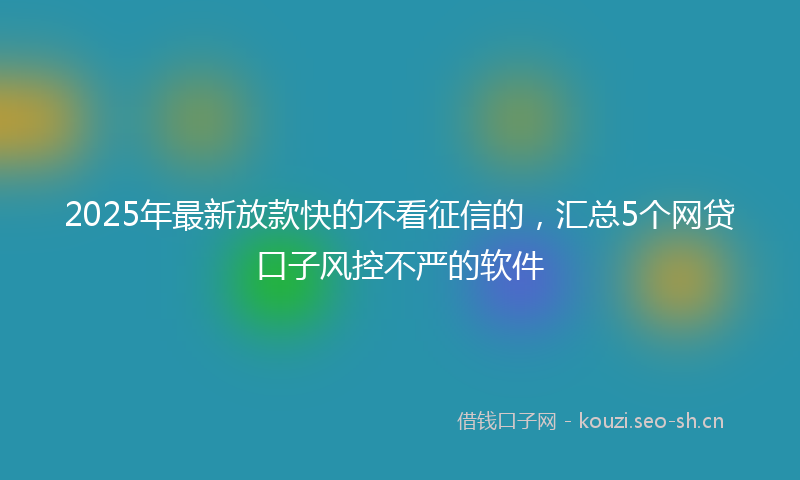 2025年最新放款快的不看征信的，汇总5个网贷口子风控不严的软件