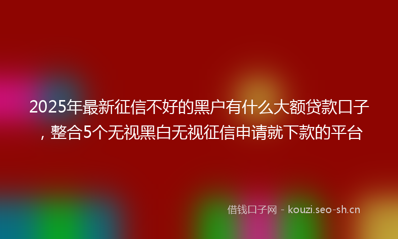 2025年最新征信不好的黑户有什么大额贷款口子，整合5个无视黑白无视征信申请就下款的平台