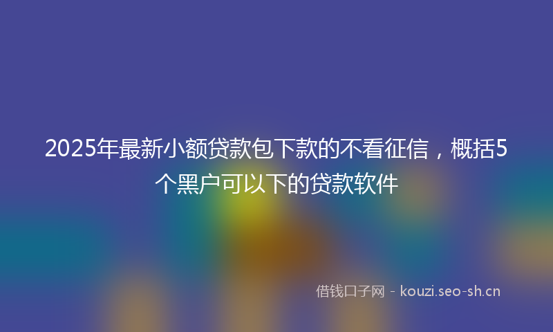 2025年最新小额贷款包下款的不看征信，概括5个黑户可以下的贷款软件