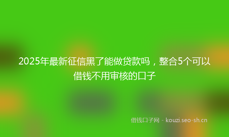 2025年最新征信黑了能做贷款吗，整合5个可以借钱不用审核的口子