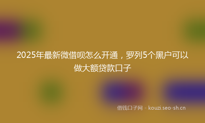 2025年最新微借呗怎么开通，罗列5个黑户可以做大额贷款口子