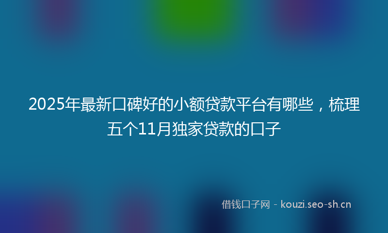 2025年最新口碑好的小额贷款平台有哪些，梳理五个11月独家贷款的口子