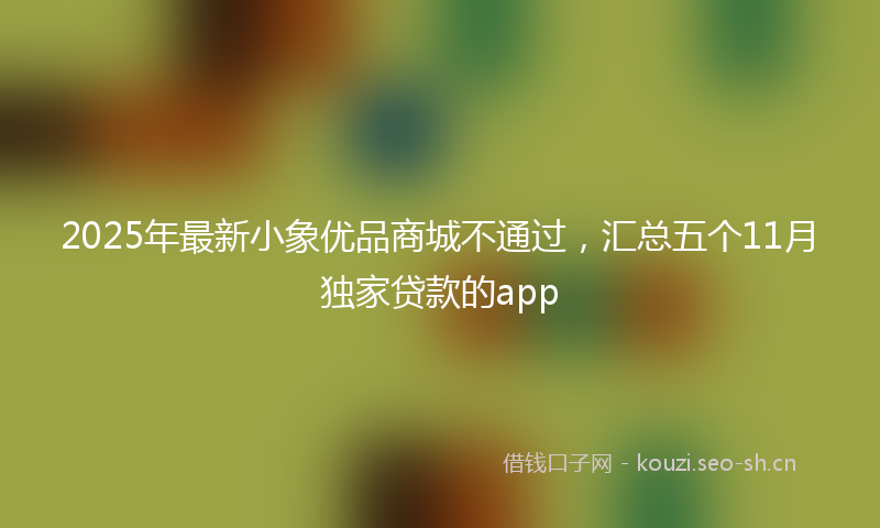 2025年最新小象优品商城不通过，汇总五个11月独家贷款的app