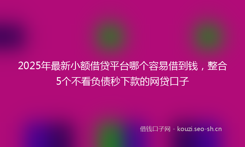 2025年最新小额借贷平台哪个容易借到钱，整合5个不看负债秒下款的网贷口子