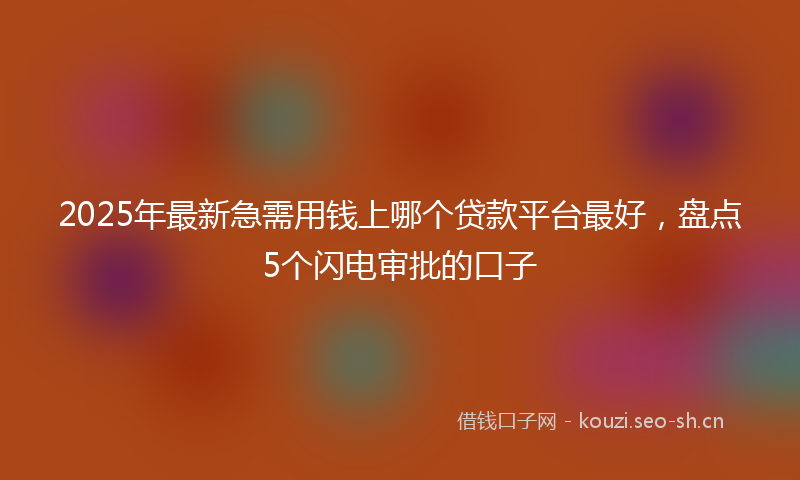 2025年最新急需用钱上哪个贷款平台最好，盘点5个闪电审批的口子